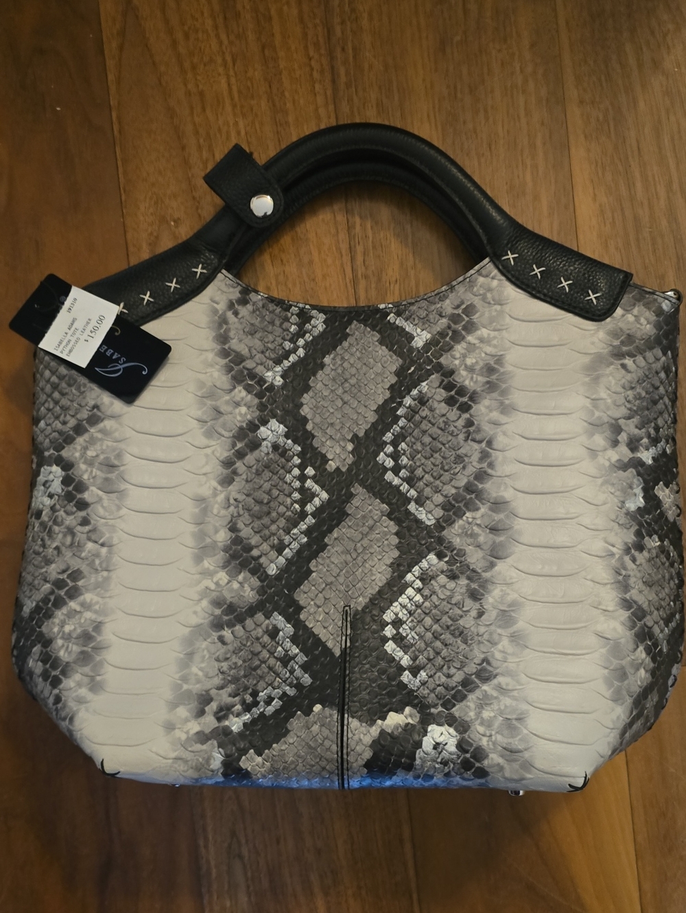 Python-Print Tote Bag with Black Handles